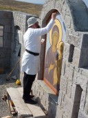 Открытие русского мемориала на острове Лемнос (Греция) в июле 2009 г. Подготовительные работы к открытию мемориала. Икона 